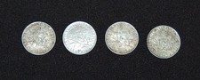 2 FRANCS SEMEUSE ARGENT , 4 PIECES , 1915 1916 1916 1919 , BELLES PATINES