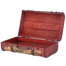 Valise Vintage Portable Composite En Bois Carte Motif Design Stockage Vintage FR