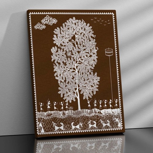 Warli art mural - mural, toile
