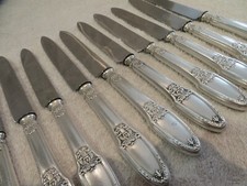 11 couteaux à dessert métal argenté Boulenger Marie Louise Empire 20,5cm