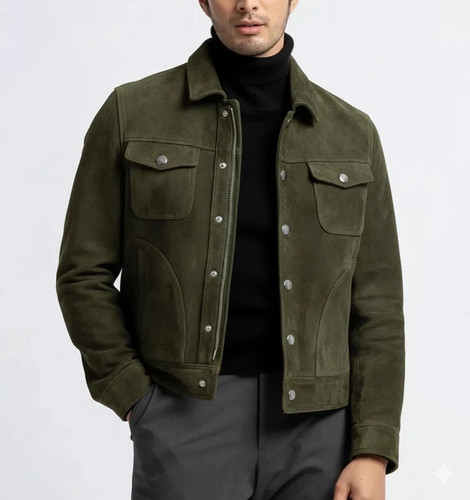Veste homme cuir - cuir, olive