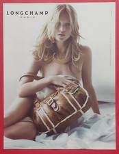 Publicité de presse  Jolie Mannequin KATE MOSS pour SAC LONGCHAMP Paris