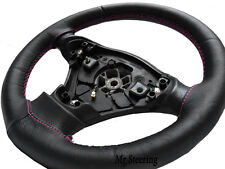 Couvre Volant En Cuir Noir Réel Pour Mercedes A Classe W168 Avec Couture Rose