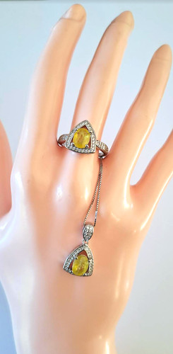 Set saphir jaune argent 925 - , /