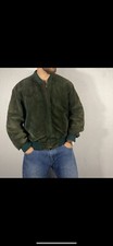 Veste En Daim Vintage Bomber Aviator Leather Jacket L Verte