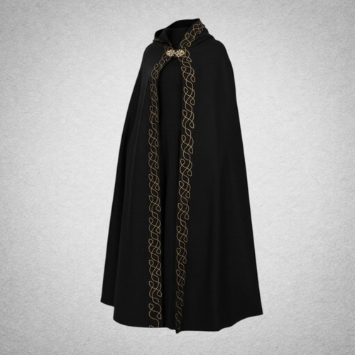 Cape médiévale noire capuche - médiévale,