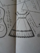 N°45 ANCIEN PATRON LA POUPEE MODELE 45 & 34 CM ROBE SAC DE VOYAGE & VIOLETT 1868