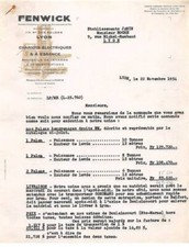 Facture.AM19879.Lyon.1954.Fenwick.Chariot éléctriques et à essence.Appareil