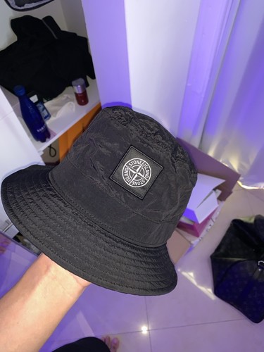 Stone island black bucket hat - island,