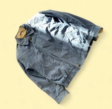 Blouson vintage suédine bleu ciel gentleman farmer L