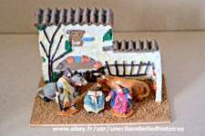 Ancienne crèche de la nativité, long 15 cm, Joseph, Marie, Jésus, Ane Boeuf