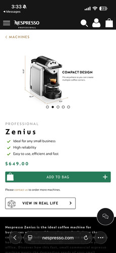 Nespresso professional zenius - nespresso,