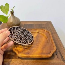 Plateau à thé en bois de noyer naturel pour cérémonie du thé style chinois