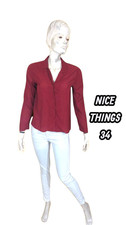 Nice Things Taille 34  Superbe blouse manches longues rouge foncé femme