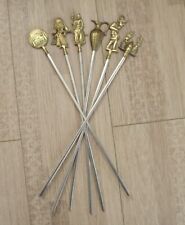 Lot de 6 brochettes / brochettes de barbecue décoratives turques en laiton et inox 5815