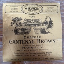 Étiquette Château Cantenac Brown 1985 - Margaux - 37,5 cl