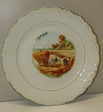 -ANCIENNE ASSIETTE CERAMIQUE MOIS AOUT AILE façon DENTELLE COLLECTION DECO