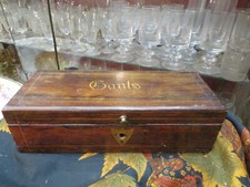 ancien coffret longue boite a gants charles X epok XIXe marqueté de bois clair