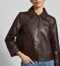Veste chemise cuir marron - veste,