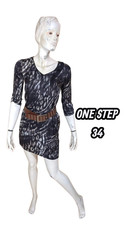 One Step taille 34  Superbe Robe doublée manches 3/4 grise et noire