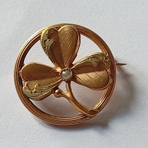 Belle broche trèfle ancienne - trèfle,