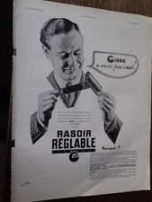 GIBBS rasoir réglable publicité papier ILLUSTRATION 1938