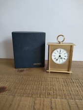 Réveil/Horloge voyage/Pendule d'officier SEIKO Quartz en Laiton - Vintage 