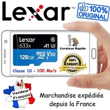 LEXAR Carte Mémoire MicroSD 128 Go 633x UHS-I U3 V30 4K CLASS 10 + Adaptateur SD