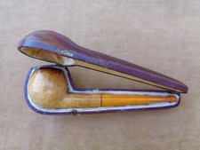 1900 - RARE V.B VINCHE - PIPE ÉCUME DE MER CALCINÉE & AMBRE - ÉCRIN D'ORIGINE