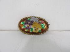 EMAUX DES CEVENNES Broche ancienne fleurs signée M.L.