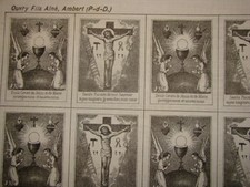 top RARE lot de 10 Scapulaire icone toile  XIXè STE PASSION  CŒUR DE JESUS