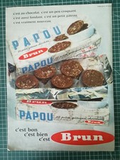 585 PUBLICITE ANCIENNE 1960 biscuit Papou chocolat BRUN - sommier EPEDA