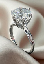 Bague de fiançailles solitaire EF/VS 950 platine 5 ct coupe ronde cultivée en...