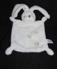 🐰Doudou plat lapin blanc SIMBA TOYS NICOTOY empreintes de patte beige or  TTBE