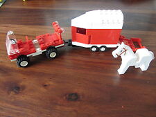 VOITURE + REMORQUE TRANSPORT DE CHEVAUX + 1 CHEVAL     -   LEGO