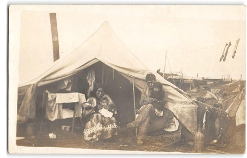 Eskimo family tent - eskimo, rppc