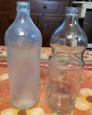 2 bouteilles vide marque en relief et verre granité 1 huilor dulcine plan 1l