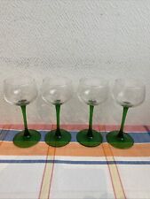 4 Anciens Verre A Vin Alsace Pied Verre Luminarc Décor Gravé Raisin Feuille