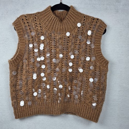 Zara caramel sequin high neck - zara,