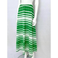 Maxi jupe rayée verte et blanche vintage années 70, jupe bohème longue taille...