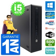 PC HP ProDesk 600 G1 SFF Intel i5-4570 RAM 32Go Disque 500Go Windows 10 Wifi