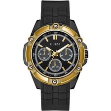 Montre Homme GUESS BOLT W1302G2 Multifonction Silicone Noir D'or