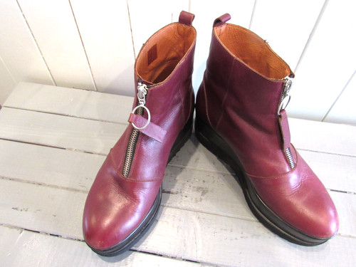 Bottines cuir bordeaux 37 - bottines,