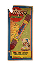 Carte Publicitaire D'Encens Indien Vintage Gokul Agarbatti Parfum Mahatma Gandhi