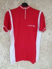 Maillot cycliste PEUGEOT vintage années 70 shirt jersey maglia rouge damier M