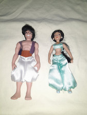 2 POUPEES PORCELAINE ALADDIN + JASMINE DISNEY COLLECTION EDITION ATLAS 17/ 19 CM