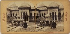 Alhambra Grenade Cour des Lions Espagne Photo Stereo PL52n3 Albumine c1865