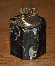 Briquet de table Bureau vintage en marbre noir, à gaz