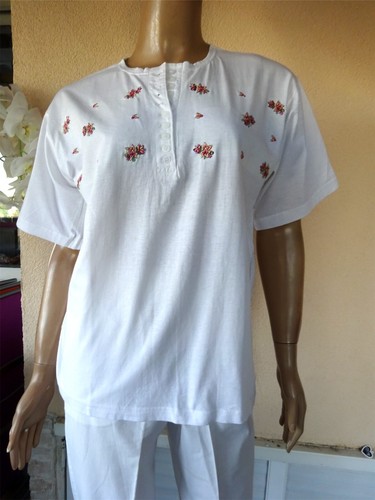 Tee shirt blanc brode - shirt, bouquet
