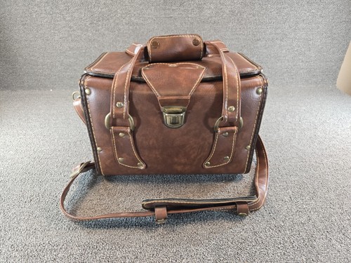 Vintage brown leather hard - brown,